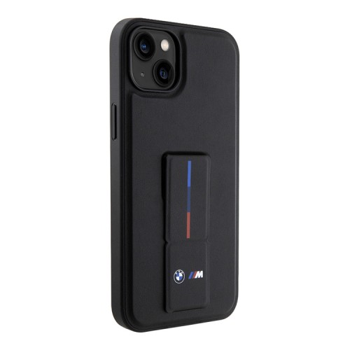 BMW для iPhone 15 чехол GripStand M-Collection PU Tricolor line Hard Black