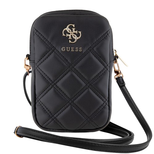 Guess для смартфонов сумка Wallet Zipper Pouch Quilted 4G metal logo Black