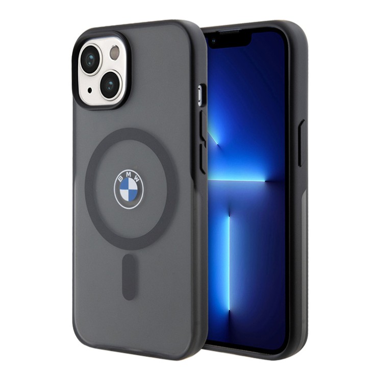 BMW для iPhone 15 Plus чехол Signature PC/TPU Frosted Hard Black (MagSafe)