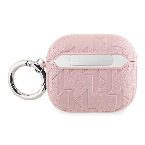 Karl Lagerfeld для Airpods 3 чехол PU Saffiano Monogram with ring NFT Metal Head Karl & Choupette Pink