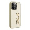 Karl Lagerfeld для iPhone 15 Pro Max чехол PU Wrinkled Signature Metal logo & Camera frame Hard Gold