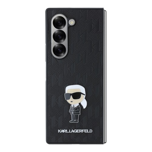 Karl Lagerfeld для Galaxy Z Fold 6 чехол PU-кожа Saffiano Monogram Karl ikonik метал.значок, черный