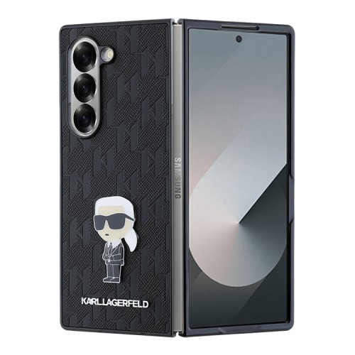Karl Lagerfeld для Galaxy Z Fold 6 чехол PU-кожа Saffiano Monogram Karl ikonik метал.значок, черный