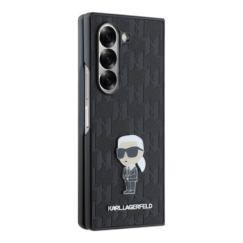 Karl Lagerfeld для Galaxy Z Fold 6 чехол PU-кожа Saffiano Monogram Karl ikonik метал.значок, черный