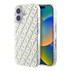 Karl Lagerfeld для iPhone 16 чехол PC/TPU Repeat Logo Transparent/Gold