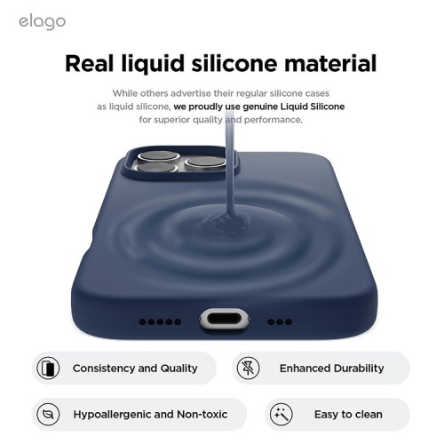 Elago для iPhone 16 Pro Max чехол Soft silicone (Liquid) Jean Indigo