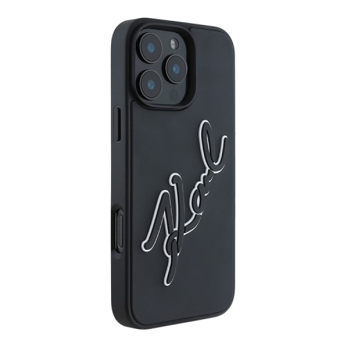 Karl Lagerfeld для iPhone 16 Pro Max чехол 3D Rubber Bicolor Signature Hard Black