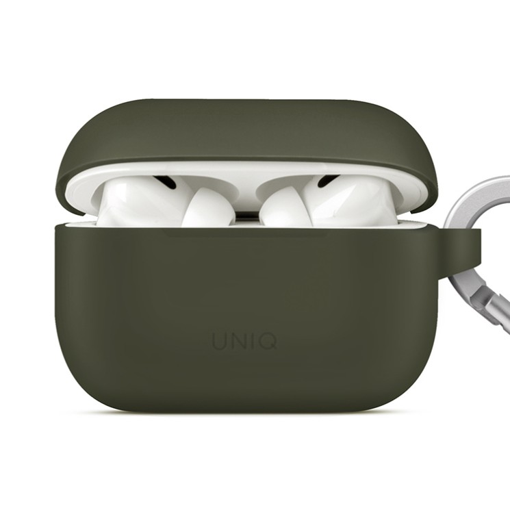 (Уценка) Чехол Uniq Vencer Silicone case +carabin and earstrap для AirPods Pro 2, зеленый