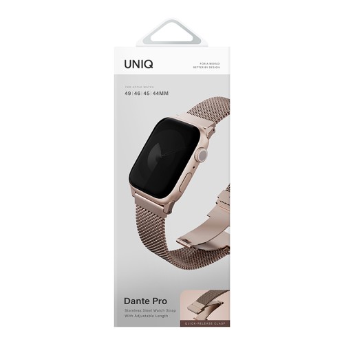 Uniq для Apple Watch 49/46/45/44 mm ремешок Dante PRO Strap Mesh Steel Metallic Rose
