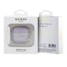 Guess для Airpods 4 чехол PU leather with Script metal logo and Heart charm Purple