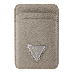 Guess магн. бумажник Wallet Cardslot MagSafe PU Grained leather Triangle Metal logo Brown