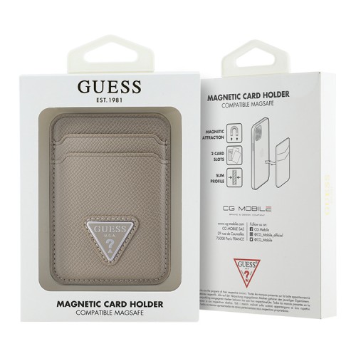 Guess магн. бумажник Wallet Cardslot MagSafe PU Grained leather Triangle Metal logo Brown