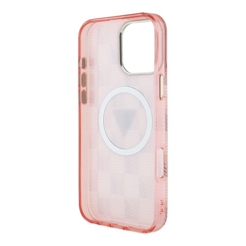 Guess для iPhone 16 Pro Max чехол PC/TPU Jet Set Trianlge logo Metal camera Hard Pink (MagSafe)