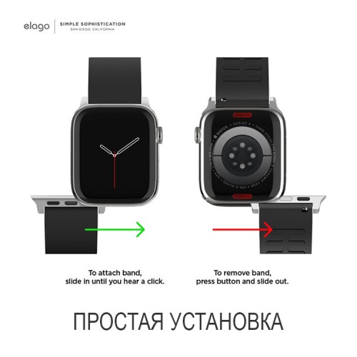 Elago Premium Rubber для Apple Watch 49-46-45-44 mm, черный