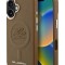 Karl Lagerfeld для iPhone 16 чехол PU-кожа Initials & Metal logo Hard Brown (MagSafe)