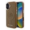 Karl Lagerfeld для iPhone 16 чехол PU-кожа Initials & Metal logo Hard Brown (MagSafe)