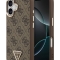 Guess для iPhone 17 чехол PU 4G Triangle Diamond metal logo Gold camera Hard Brown (MagSafe)