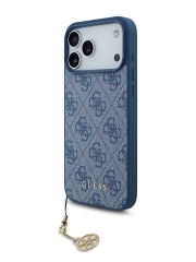 Guess для iPhone 17 Pro Max чехол PU 4G Classic Metal logo Hard + Charm Blue (MagSafe)