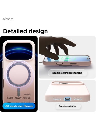 Elago для iPhone 17 Pro чехол Magnetic Silicone Light Pink (MagSafe)