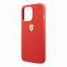 Чехол Ferrari Liquid Silicone with metal logo Hard для iPhone 13 Pro, красный