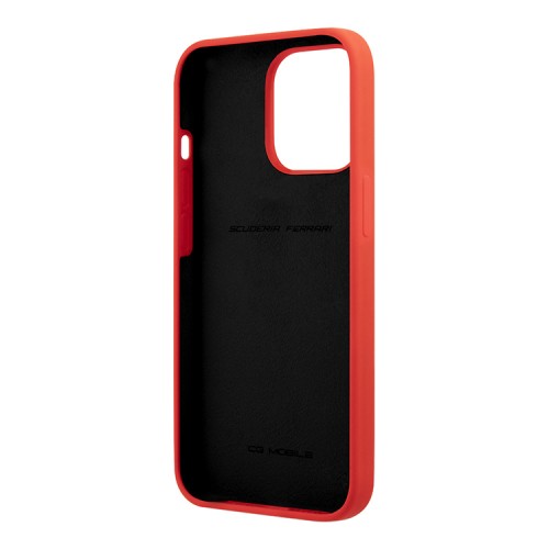 Чехол Ferrari Liquid Silicone with metal logo Hard для iPhone 13 Pro, красный