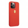 Чехол Ferrari Liquid Silicone with metal logo Hard для iPhone 13 Pro, красный