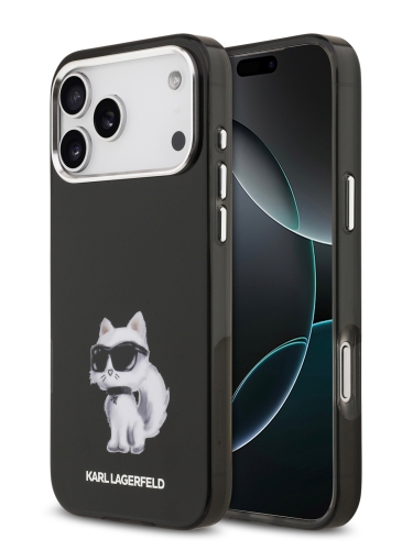 Karl Lagerfeld для iPhone 17 Pro Max чехол IML Aquarelle Choupette Metal cam Hard Black (MagSafe)
