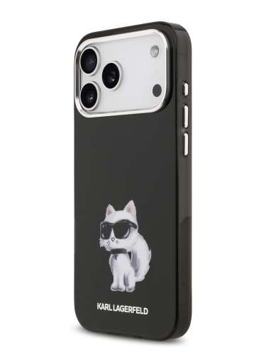 Karl Lagerfeld для iPhone 17 Pro Max чехол IML Aquarelle Choupette Metal cam Hard Black (MagSafe)