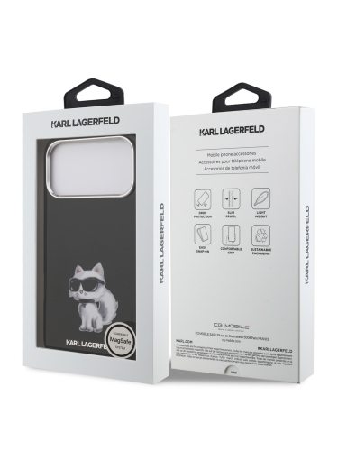 Karl Lagerfeld для iPhone 17 Pro Max чехол IML Aquarelle Choupette Metal cam Hard Black (MagSafe)