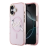 Karl Lagerfeld для iPhone 17 чехол IML NFT Choupettes Script logo Metal Cam прозрачный/розовый (MagSafe)