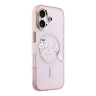 Karl Lagerfeld для iPhone 17 чехол IML NFT Choupettes Script logo Metal Cam прозрачный/розовый (MagSafe)