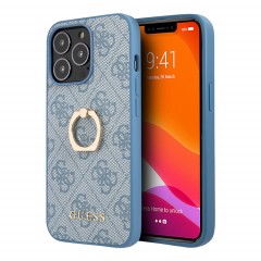 Чехол Guess PU 4G + Ring Hard для iPhone 13 Pro, синий