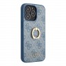 Чехол Guess PU 4G + Ring Hard для iPhone 13 Pro, синий