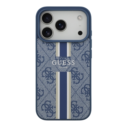 Guess для iPhone 17 Pro чехол PU 4G Stripes Hard Blue (MagSafe)
