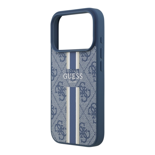 Guess для iPhone 17 Pro чехол PU 4G Stripes Hard Blue (MagSafe)