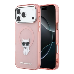 Karl Lagerfeld для iPhone 17 Pro Max чехол IML Aquarelle Choupette Front Metal cam Hard Pink (MagSafe)
