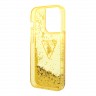 Чехол Guess Liquid glitter Triangle logo Hard Translucent для iPhone 14 Pro, желтый
