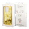 Чехол Guess Liquid glitter Triangle logo Hard Translucent для iPhone 14 Pro, желтый