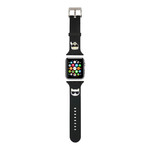 Ремешок Lagerfeld Silicone Karl and Choupette heads для Apple Watch 42-41-40 mm, черный