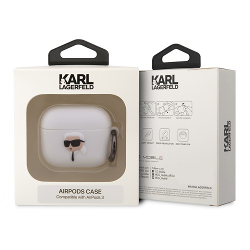 Чехол Lagerfeld Silicone case with ring NFT 3D Karl для Airpods 3 (2021), белый