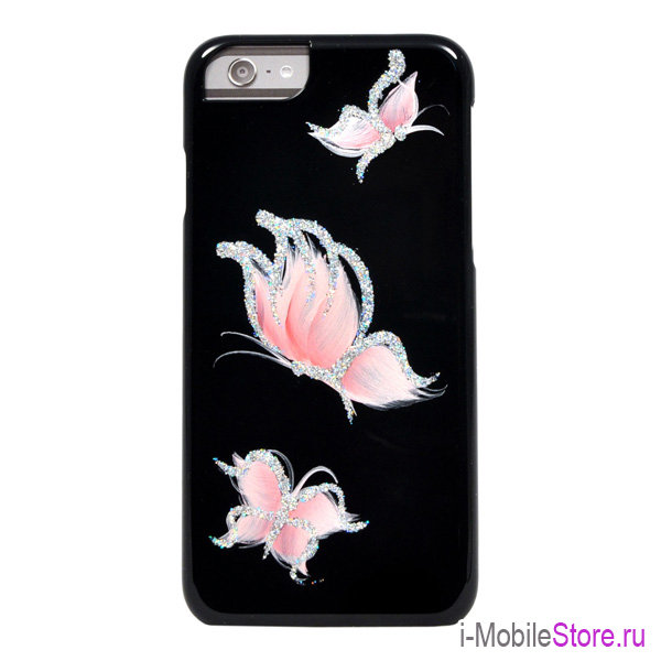 iCover Pure Butterfly для 6/6s, Black/Pink IP6/4.7-HP/BK-PB/P