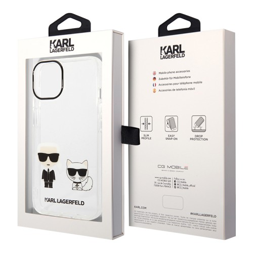 Чехол Lagerfeld Karl&Choupette Hard для iPhone 14 Plus, прозрачный
