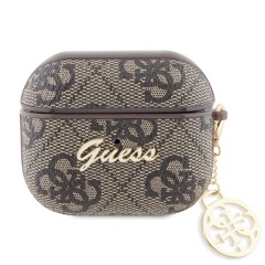 Чехол Guess PU leather 4G with metal logo and Charm для Airpods 3 (2021), коричневый