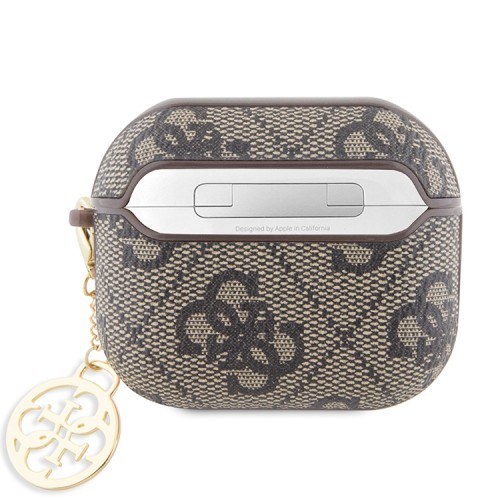 Чехол Guess PU leather 4G with metal logo and Charm для Airpods 3 (2021), коричневый