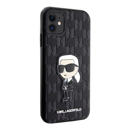 Чехол Lagerfeld PU Saffiano Monogram NFT Karl Ikonik Hard для iPhone 11, черный