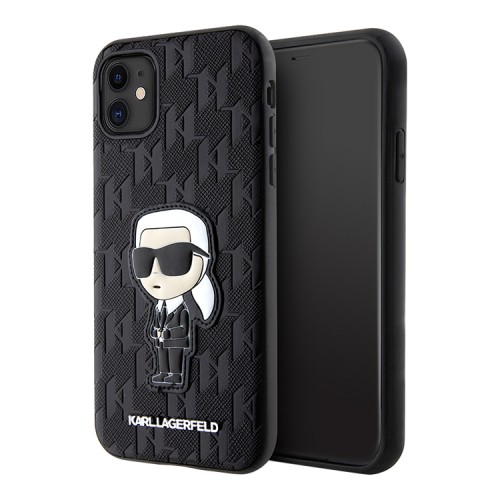 Чехол Lagerfeld PU Saffiano Monogram NFT Karl Ikonik Hard для iPhone 11, черный