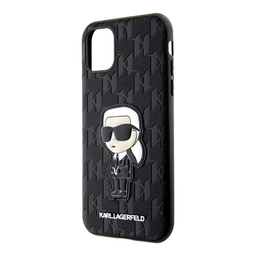 Чехол Lagerfeld PU Saffiano Monogram NFT Karl Ikonik Hard для iPhone 11, черный