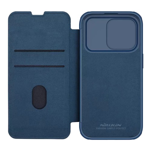 Nillkin для iPhone 15 Pro чехол QIN Pro (Cloth) Booktype Elite Blue