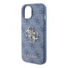 Guess для iPhone 15 чехол PU 4G Big metal logo Hard Blue