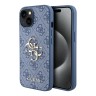 Guess для iPhone 15 чехол PU 4G Big metal logo Hard Blue